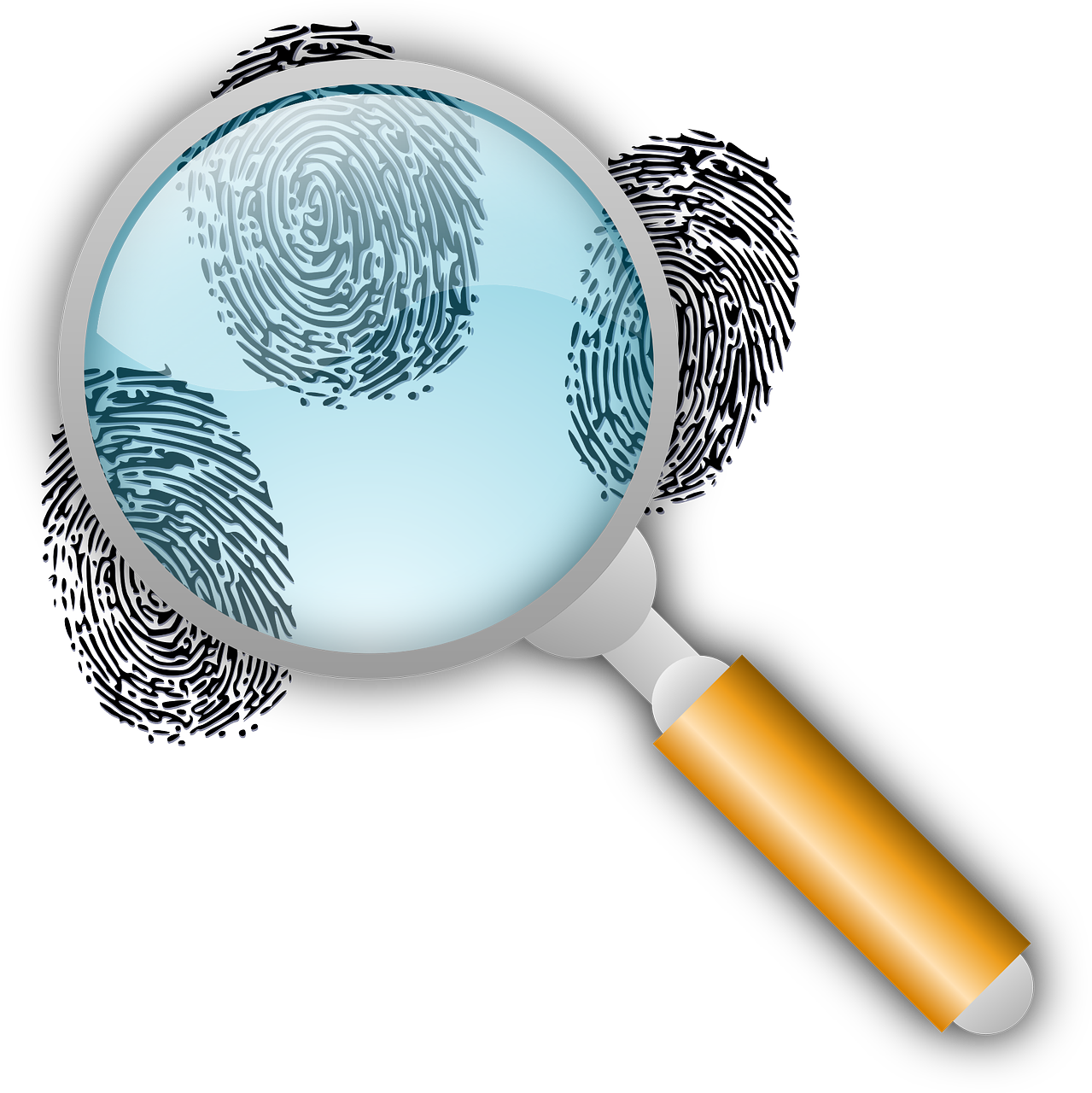 Magnifying glass and fingerprints