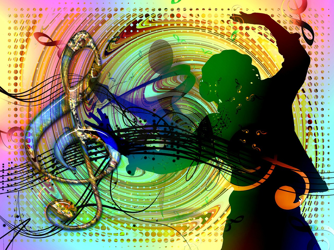 Colorful music note image