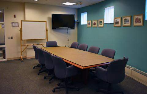 The conference room with board room table