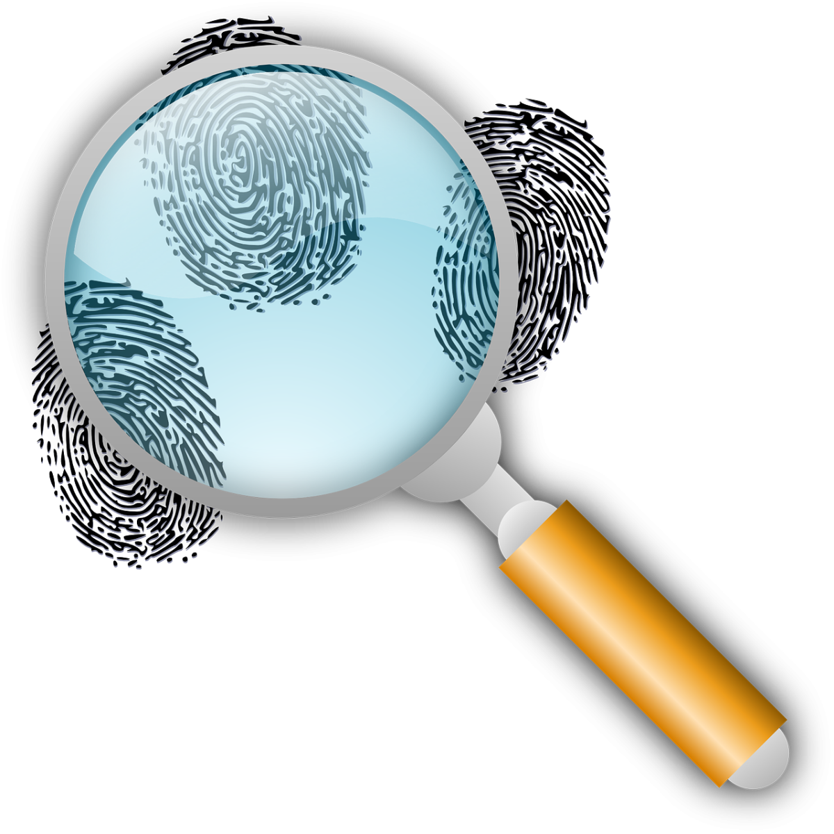 Magnifying glass and fingerprints