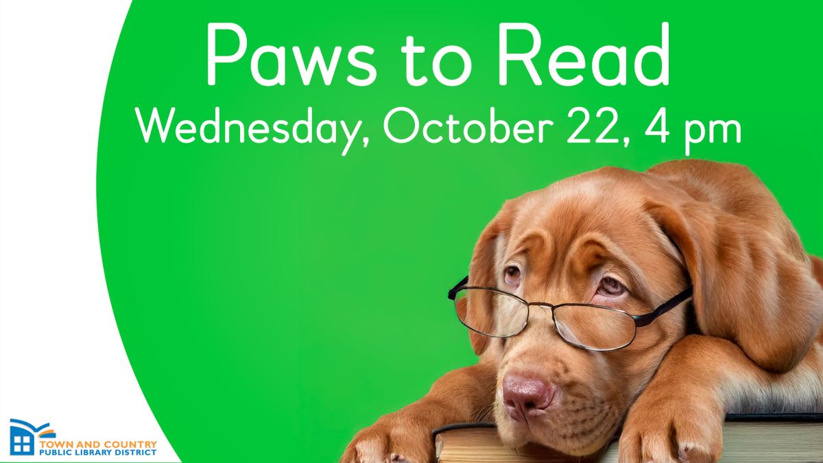 Paws to Read Wednesday, October 22, 4 pm